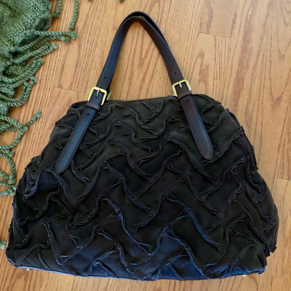 Cole Haan large brown suede satchel